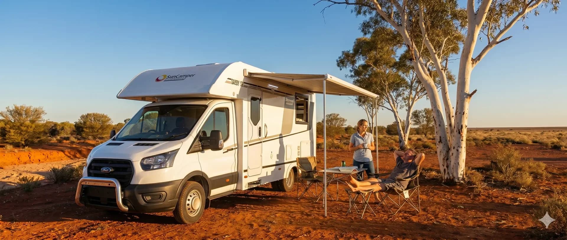 Suncamper motorhome on an Australian road, backed by a five-year structural warranty
