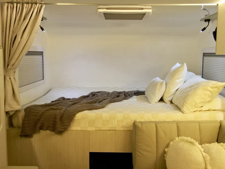 Suncamper Conqueror 3.0 East West Queen bed configuration