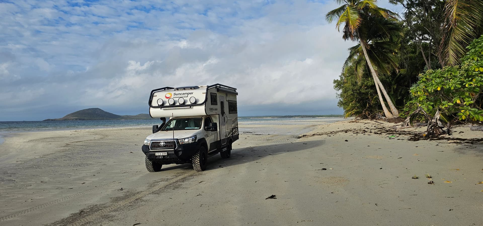 Suncamper Sherwood motorhome on the red dirt of Cape York Peninsula, Iron Range National Park